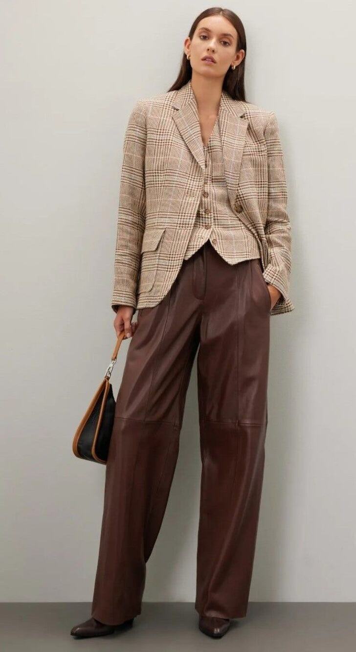 RTR sz 2 Veda deep chocolate brown leather pocketed dress trouser pants seamed